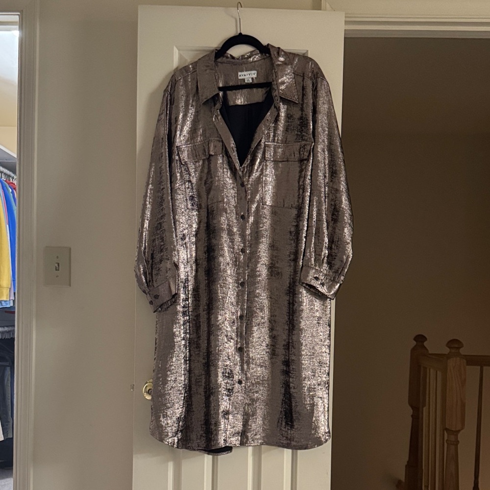Ava & Viv Shimmering Metallic Dress